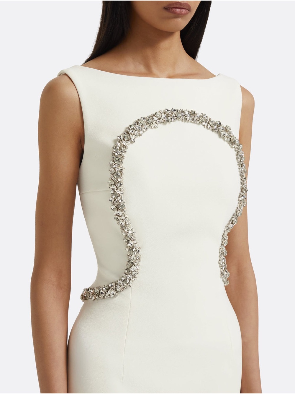 Safiyaa Riley Crystal-Embellished Long Dress – Ivory | FR 36 | NWT | MSRP $2,500